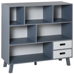 HOMCOM 3-Tier Bookcase Chest Open Shelves Cabinet Home Office Storage Furniture with Drawers