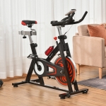 Soozier Indoor Stationary Exercise Bike Upright Fitness Bicycle Cycling Sport for Home Gym with 29lbs Flywheel Adjustable Resistance LCD Monitor Bottle Holder, Black