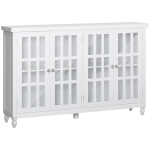 HOMCOM Modern Kitchen Sideboard, Buffet Cabinet with Storage, 4 Glass Doors, Adjustable Shelves, White