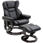 HOMCOM Massage Recliner and Ottoman, PU Leisure Office Chair with 10 Vibration Points, Adjustable Backrest, Side Pocket and Remote Control, Black