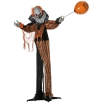 Outsunny 65" Life Size Outdoor Halloween Decorations Talking Circus Clown with A Balloon, Animated Prop with Sound and Motion Activated, Light Up Eyes, Laughter