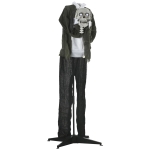 Outsunny 57" Life Size Outdoor Halloween Decorations Hanging Talking Skeleton Ghost, Animated Prop Animatronic Decor with Sound and Motion Activated, Light Up Eyes, Laughter