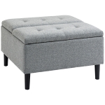 HOMCOM 30" Storage Ottoman, Tufted Fabric Upholstered Square Coffee Table with Lift Top, Accent Footrest Footstool, Light Grey
