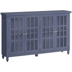 HOMCOM Modern Kitchen Sideboard, Buffet Cabinet with Storage, 4 Glass Doors, Adjustable Shelves, Grey