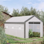Outsunny 20' x 10' x 9' Walk-in Greenhouse with Roll Up Doors & 6 Windows Plant Growth Warm House Outdoor, PE Cover, White