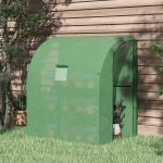 Outsunny 7' x 3' x 7' Wall Lean-to Greenhouse Outdoor Gardening Polytunnyl Shed Walk-in Warm House with 2 Tires 4 Wired Shelves PE Cover, Green