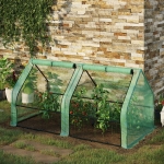Outsunny 71" x 36" x 36" Portable Mini Greenhouse Tunnel Growing Tent Plants Flower Warm House w/ Zippered Roll-up Doors, PE Cover, Green