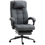 Vinsetto Reclining Office Chair Rolling Swivel Chair Footrest Linen-Feel, Dark Grey