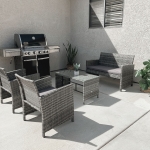 Outsunny 4-Piece Wicker Outdoor Rattan Furniture Set with Loveseat, 2 Chairs, & Coffee Table with UV Fighting Material