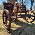 Outsunny 42" Wood Wagon Wheel Bench Garden Loveseat Rustic Seat Relaxing Lounge Chair Outdoor Decorative Seat Park Decor, Brown