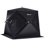 Outsunny 2 Person Insulated Ice Fishing Shelter Pop-Up Portable Ice Fishing Tent with Carry Bag and Anchors for -22℉, Black