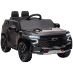 Aosom Licensed Chevrolet TAHOE Electric Car for Kids with Remote Control, 12V Battery Powered Ride On Car with 2 Speeds, Spring Suspension, LED Lights, MP3, Horn, Music, for 3-6 Years Old, Black