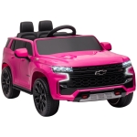 Aosom Licensed Chevrolet TAHOE Electric Car for Kids with Remote Control, 12V Battery Powered Ride On Car with 2 Speeds, Spring Suspension, LED Lights, MP3, Horn, Music, for 3-6 Years Old, Pink