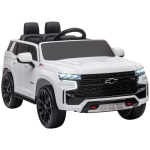 Aosom Licensed Chevrolet TAHOE Electric Car for Kids with Remote Control, 12V Battery Powered Ride On Car with 2 Speeds, Spring Suspension, LED Lights, MP3, Horn, Music, for 3-6 Years Old, White