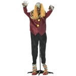 Outsunny 71" Life Size Outdoor Halloween Decoration - Circus Clown, Animated Prop Animatronic Décor with Sound and Motion Activated, Light Up Eyes, Howling Sound