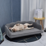 PawHut Dog Couch Pet Sofa Cat Bed with Extra Cushion Wood Legs, for Medium and Large Dogs, Dark Grey