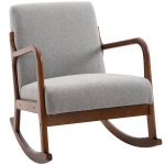 HOMCOM Upholstered Rocking Armchair with Wood Base and Linen Fabric Padded Seat for Living Room, Grey