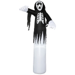HOMCOM 12ft Inflatable Halloween Skeleton Ghost, Blow-Up Outdoor LED Yard Display with Disco Rotating Light