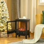 HOMCOM Electric Fireplace Heater, Freestanding Fireplace Stove with Realistic Adjustable Flame Effect and Adjustable Temperature, Overheating Safety Protection, 750W/1500W, Black