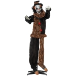 Outsunny 67" Life Size Outdoor Halloween Decorations Talking Circus Clown, Animated Prop Animatronic Décor with Sound and Motion Activated, Light Up Eyes, Laughter