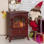 HOMCOM 16" Free Standing Electric Fireplace Portable Adjustable Stove with Heater Wood Burning Flame 750/1500W Red Brown