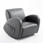 Qaba Kids Sofa Rocking Chair with Side Pocket, PU Leather Toddler Armchair for Children, Grey