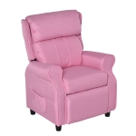 Qaba Kids Recliner Chair Children Sofa Angle Adjustable Single Lounger Armchair Gaming Chair with Footrest 2 Side Pockets for 3-5 years, Light Pink