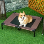 PawHut Elevated Pet Bed Portable Raised Cot with Non-Slip Feet for Outdoor & Indoor Use, Coffee