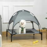 PawHut Elevated Cooling Pet Bed Portable Raised Dog Cot with Canopy for Small Sized Dogs, Indoor & Outdoor, 30"x24"x28.75", Grey