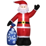 Outsunny 8ft Inflatable Christmas Smiling Santa Claus with Gift Bag, Blow-Up Outdoor LED Yard Display for Lawn Garden Party
