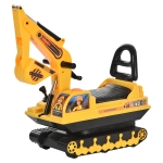 HOMCOM NO POWER Ride On Excavator Toy Tractors Digger Movable Scooter Walker Pretend Play Toddler Construction Truck Basket Storage For Boys Girls 3-8 Years Old, Yellow/Black