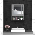 kleankin Bathroom Cabinet Wall Mount with Mirror Door 3 Shelf Organizer for Bathroom, Kitchen, Bedroom, Grey