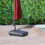 Outsunny Portable Umbrella Base Parasol Stand for Cantilever Umbrella Water Sand Fillable with 2 Wheels Black