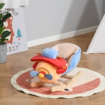 Qaba Kids Wooden Plush Ride-On Rocking Plane Chair Toy for Toddler Boy&Girl with Nursery Rhyme