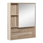 Kleankin Wall-Mounted Wooden Storage Bathroom Medicine Cabinet with Mirror Glass Door Adjustable Open Shelf - Oak