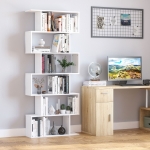 HOMCOM 6-Tires Wooden Bookcase S Shape Storage Display Unit Home Divider Office Furniture White