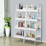 HOMCOM Set of 2 4 Tier Ladder Shelf Bookcase Multi-Use Display Rack Storage Shelving Unit Display Stand Flower Plant Holder White