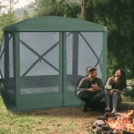 Outsunny Pop-Up Screen House Gazebo Camping Outdoor Instant Setup Tent Fits 3-4 People 210D Material with Carry Bag & Ground Stakes, Green