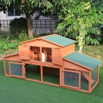 PawHut Deluxe Large Rabbit Hutch Small Animal House Portable Large Outdoor with Run Box