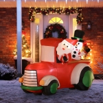 Outsunny 5ft Inflatable Santa Claus Driving a Car with Snowman, Blow-Up Outdoor LED Yard Display for Party, Garden, Lawn, Holiday