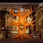 Outsunny 9ft Inflatable Halloween Haunted Tree with Pumpkins, Ghosts and Cat, Blow-Up Outdoor LED Yard Display for Garden, Lawn, Party, Holiday