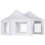 Outsunny 22' x 16' Large UV Resistant Octagonal 8-Wall Party Canopy Gazebo Tent with Removable Side Walls - White