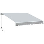 Outsunny 11.8' x 8.2' Outdoor Patio Manual Retractable Exterior Window Awning with Durable PU Design, Light Grey