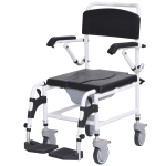HOMCOM Accessibility Commode Wheelchair with 4 Castor Wheels and Rectangle Detachable Bucket - Black