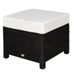 Outsunny Contemporary PE Wicker Footrest with Waterproof Polyester Fabric for Outdoor Use