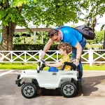Aosom 12V Kids Electric Ride On Car Toy Jeep power wheels with Remote Control, White