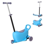 Qaba 3-in-1 Kids Scooter, Sliding Walker Push Car with 3 Wheels, Height Adjustable, Blue