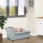 PawHut Pet Sofa Dog Couch Chaise Lounge Pet Bed with Storage Function Small Sized Dog Various Cat Sponge Cushioned Bed Lounge, Light Blue