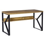 HOMCOM 55 Inch Industrial Writing Desk with Storage Shelf Below, Computer Desk with K-Shaped Steel Frame for Home Office, Black/Brown