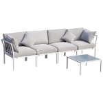 Outsunny 4 Piece Outdoor Furniture Patio Conversation Seating Set - White / Grey